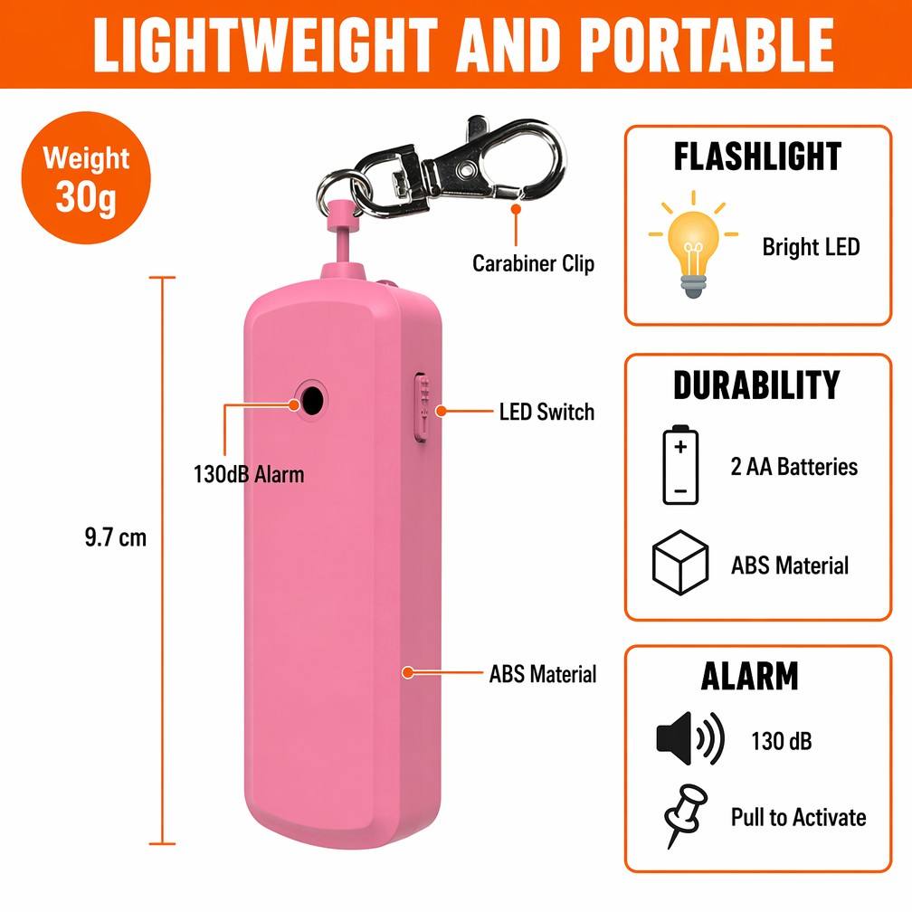 Taşınabilir 130dB Anti Wolf Al - Personal Alarm Keychain incelemesi ve fiyatı